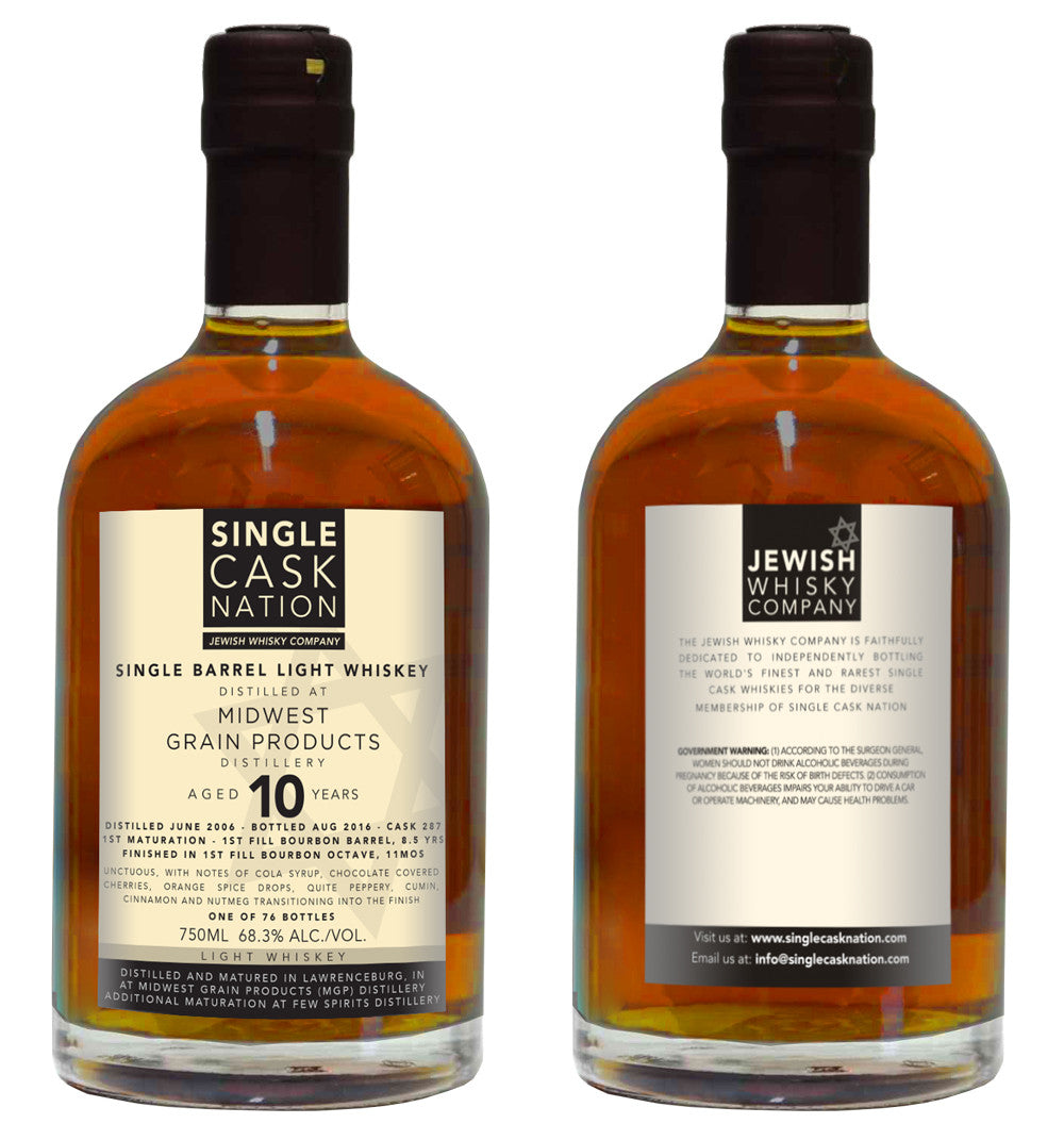 MGP Light Whisky 10yo, Cask 287, Bourbon Octave Finished - ARCHIVED